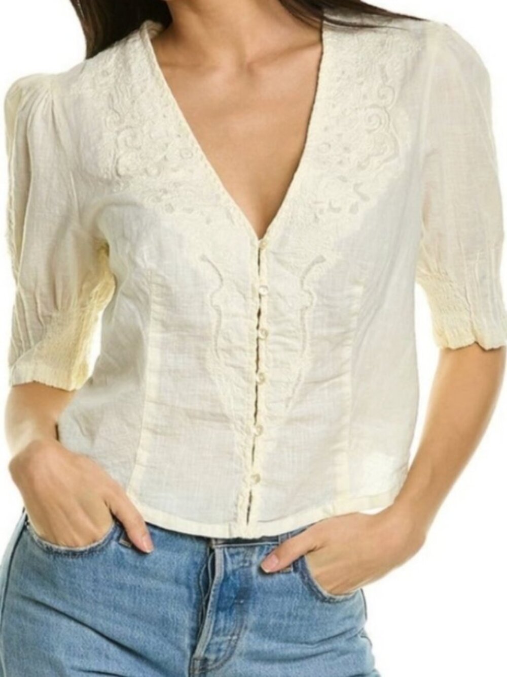Free People Laurie Embroidered Blouse Size XS
